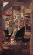 James Ensor Skeleton Looking at Chinoiseries oil